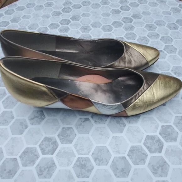 Vintage metallic Selby patch detail kitten heel - Picture 2 of 8